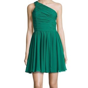 Halston Heritage Ruched Emerald Green Dress